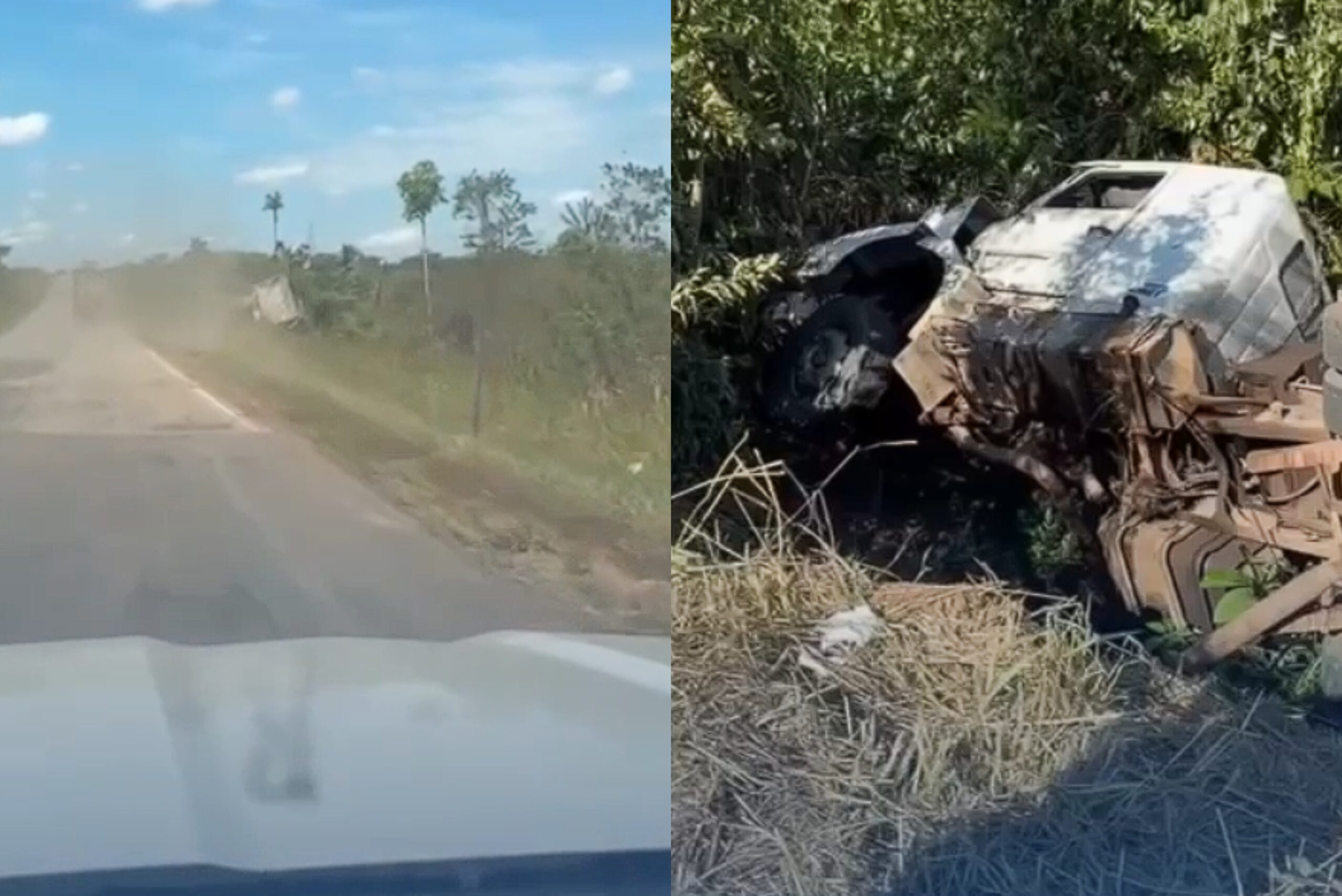 Caminhão a serviço do DNIT tomba na BR-364