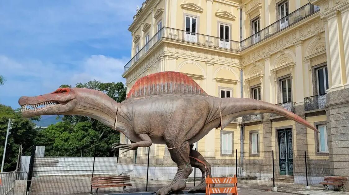 Museu Nacional ganha réplica de dinossauro brasileiro com 15 metros