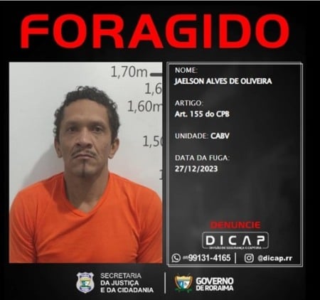 Foragido de Roraima com mais de 1,4 milhão de seguidores nas redes sociais é recapturado em São Paulo