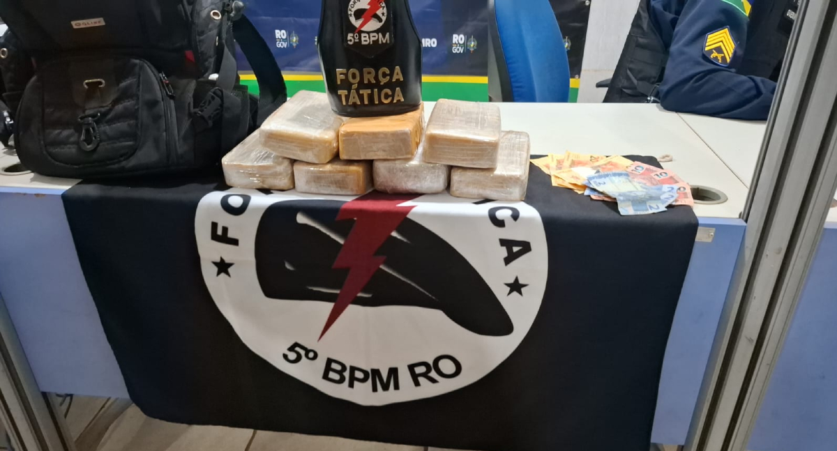 Força Tática do 5º BPM prende taxista de Humaitá com sete tabletes de crack em Porto Velho