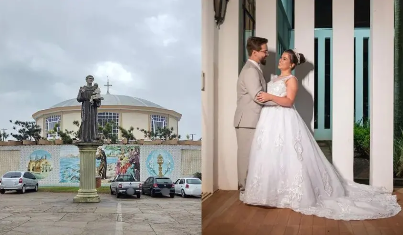 mulher acha medalhinhas em bolo e vê sinal para o casamento