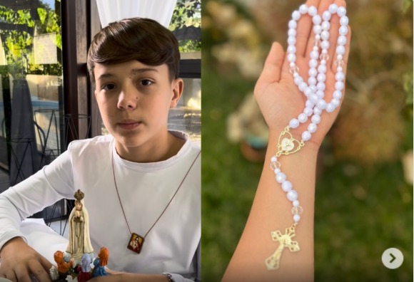 Menino produz terços e leva conforto a crianças internadas