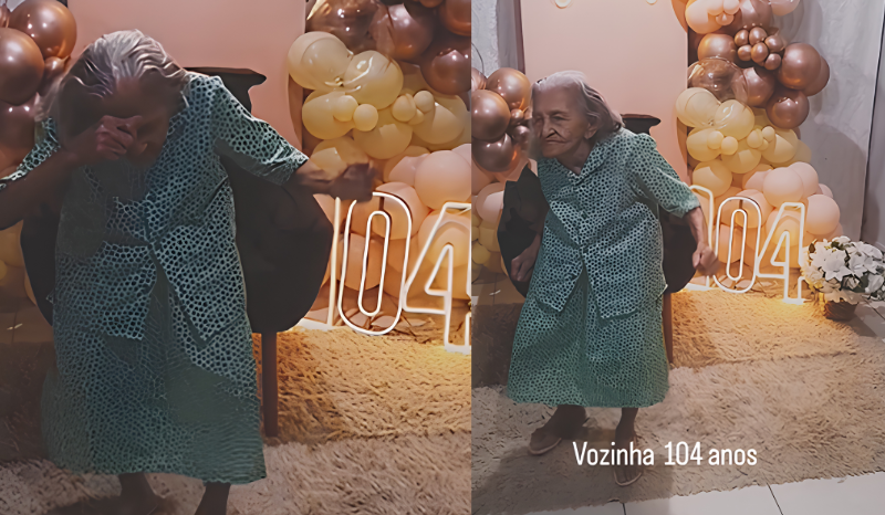 idosa de 104 dança ao som de Luiz Gonzaga na própria festa de aniversário